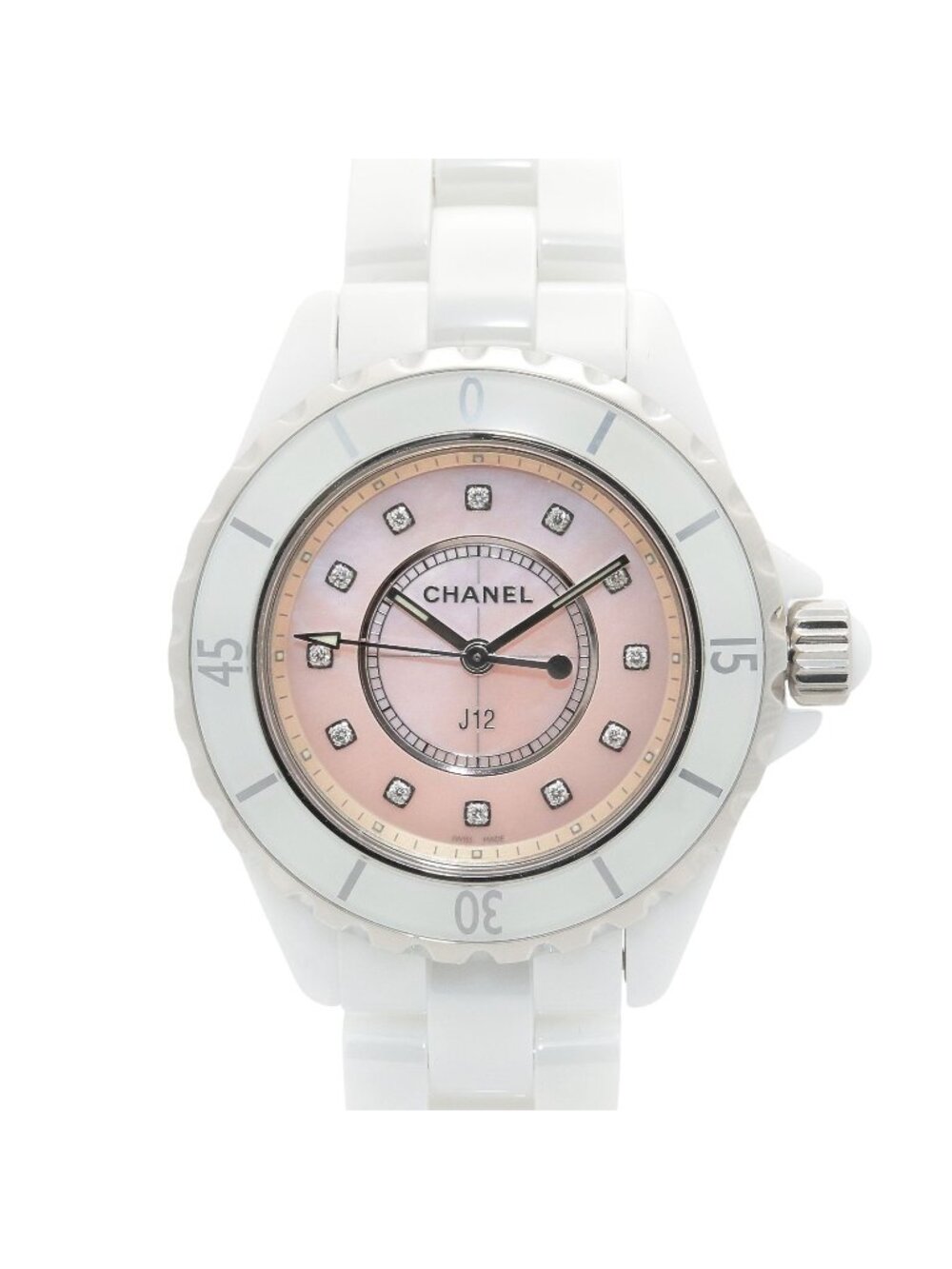 Chanel Watch Diamond Pink Shell Ceramic